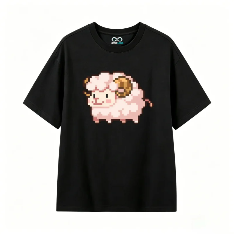 Remera Algodón Estampado Oveja Pixel Art Diseño Kawaii Urbano