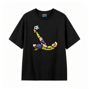 主图_1 Remera Algodón Estampado Pixel Art Fútbol Retro Gaming