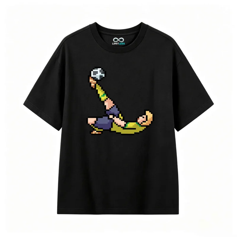 Remera Algodón Estampado Pixel Art Fútbol Retro Gaming