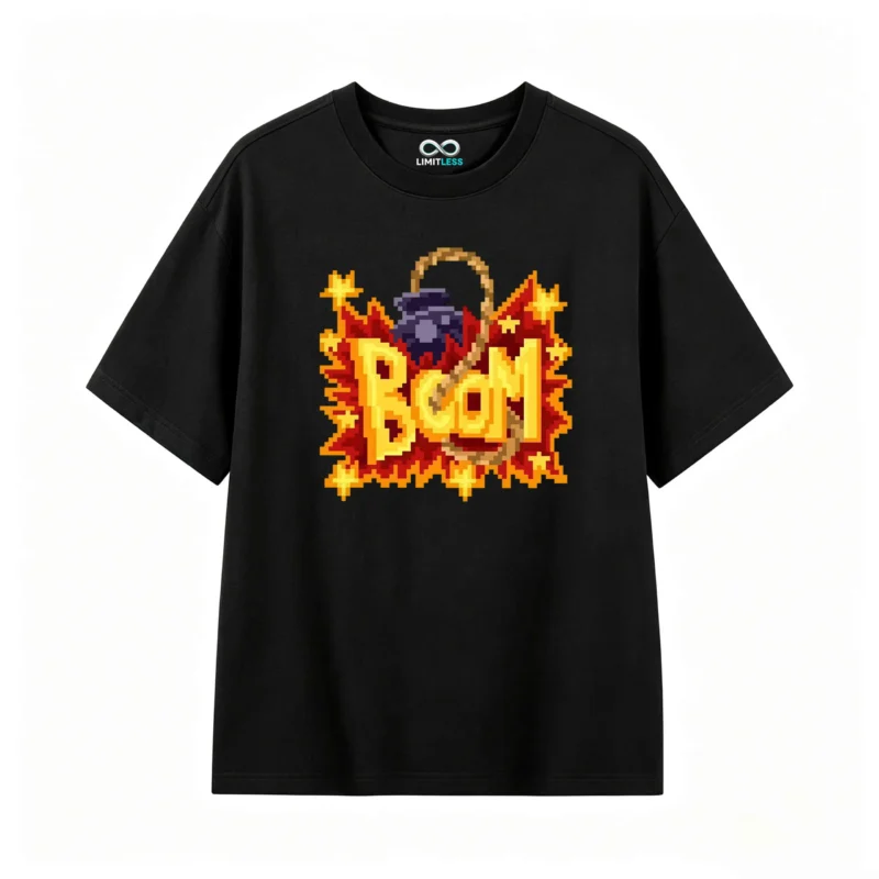 Remera Algodón Estampado Boom Pixel Art Urbano Tendencia