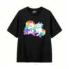 Remera Algodón Estampado Pixel Art Arcoíris Diseño Kawaii