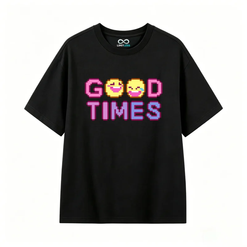 Remera Algodón Estampado Good Times Pixel Art Retro Casual