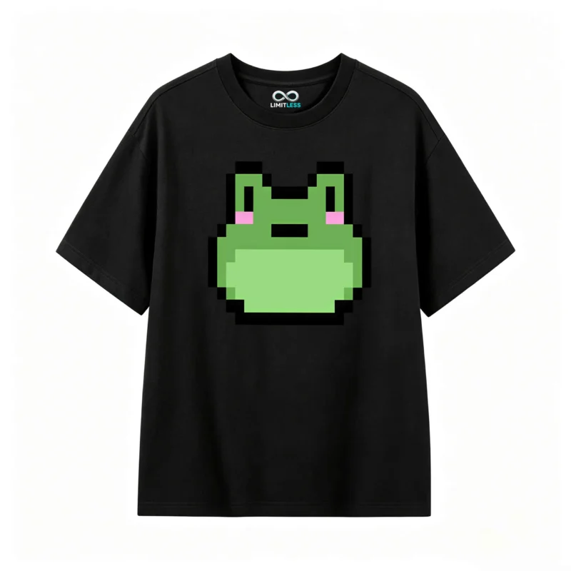 Remera Algodón Estampado Pixel Rana Kawaii Diseño Urbano