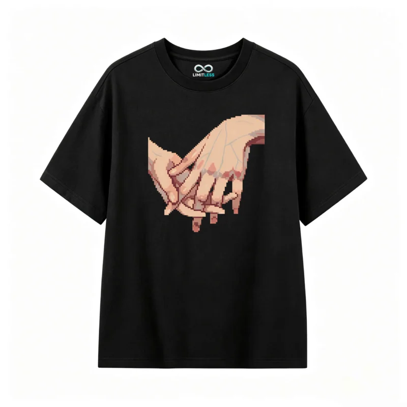 主图_1 Remera Algodón Estampado Pixel Art Manos Diseño Urbano Cool