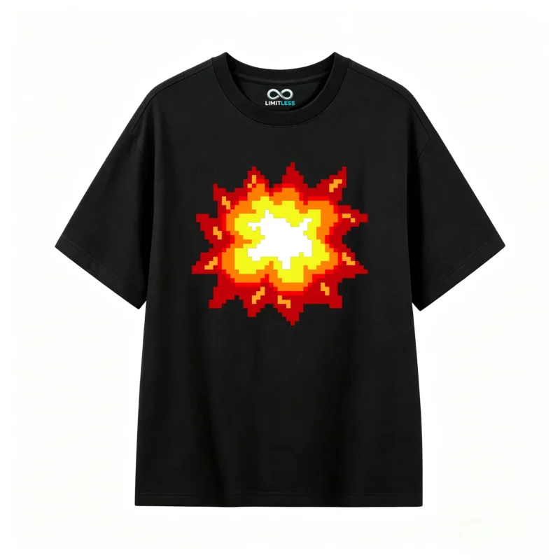 Remera Algodón Estampado Explosión Pixel Art Premium Trendy