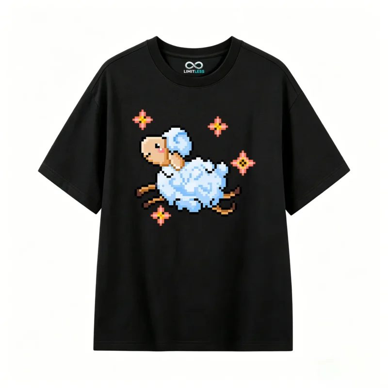 Remera Algodón Estampado Oveja Pixel Art Diseño Kawaii