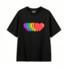 Remera Algodón Estampado Corazón Pixel Arcoíris Full Print