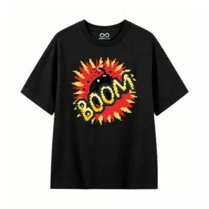 主图_1 Remera Algodón Estampado Pixel Art Boom Diseño Retro Viral