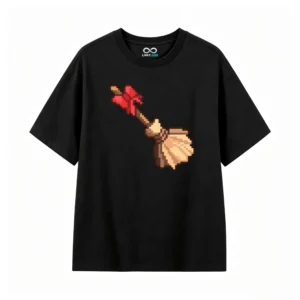 主图_1 Remera Algodón Estampado Escoba Pixel Art Diseño Original