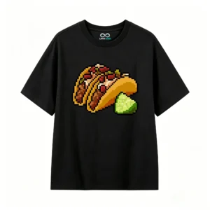 主图_1 Remera Algodón Estampado Tacos Pixel Art Diseño Original Trendy