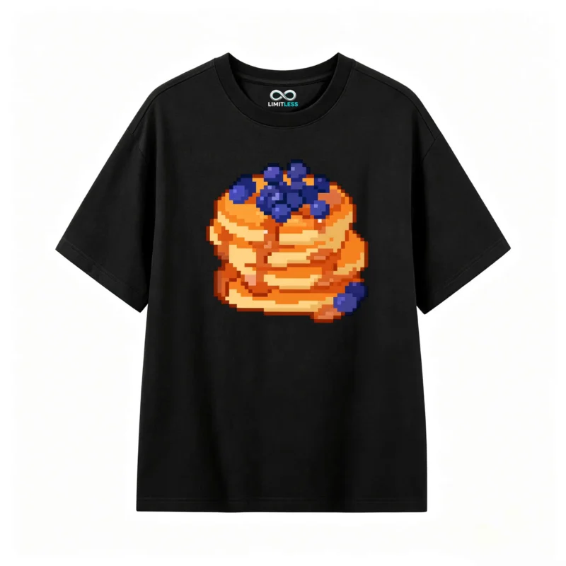 Remera Algodón Pancakes Pixel Art Estampado Casual Premium