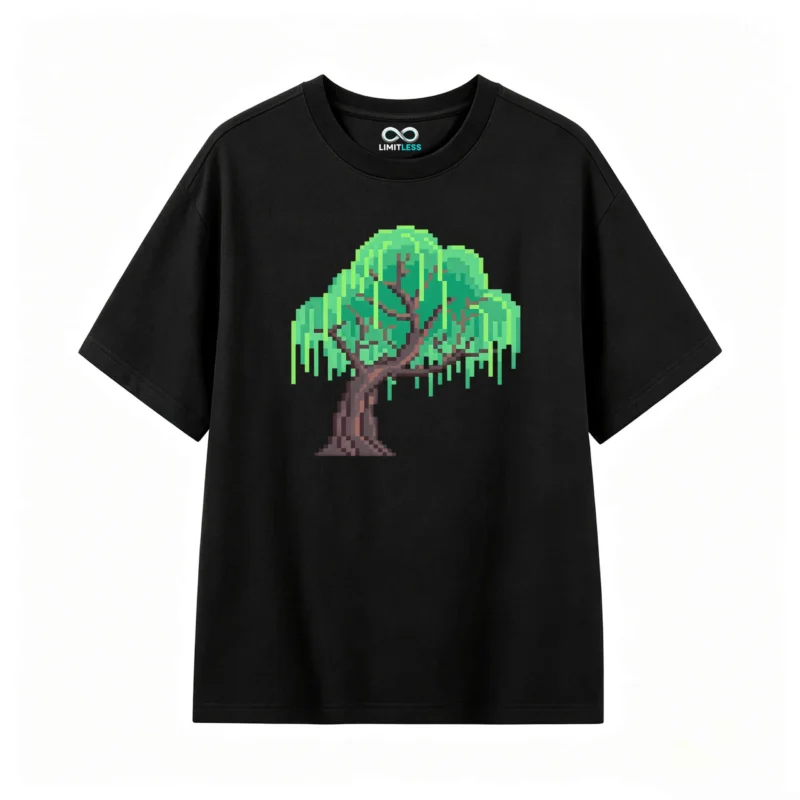 主图_1 Remera Algodón Estampado Sauce Pixel Art Diseño Urbano Premium