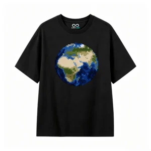 主图_1 Remera Algodón Estampado Tierra Pixel Art Urbano Premium