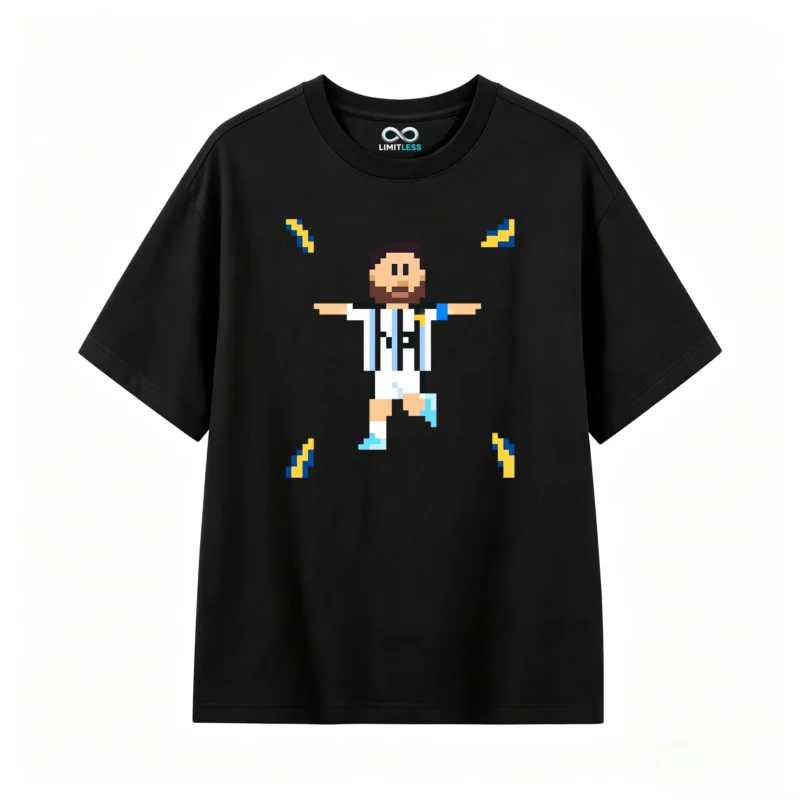 Remera Algodón Pixel Messi Argentina Estampado 10 Premium