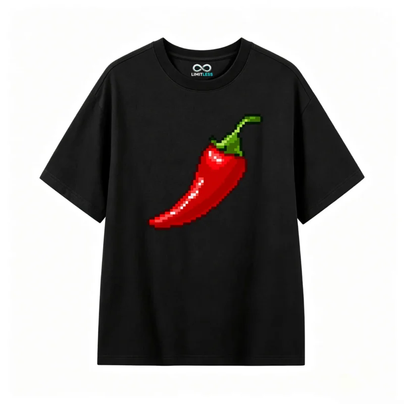 Remera Algodón Estampado Ají Pixel Art Diseño Gamer Casual