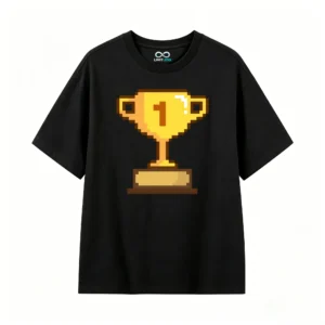 主图_1 Remera Algodón Estampada Pixel Art Trofeo Gamer Vintage