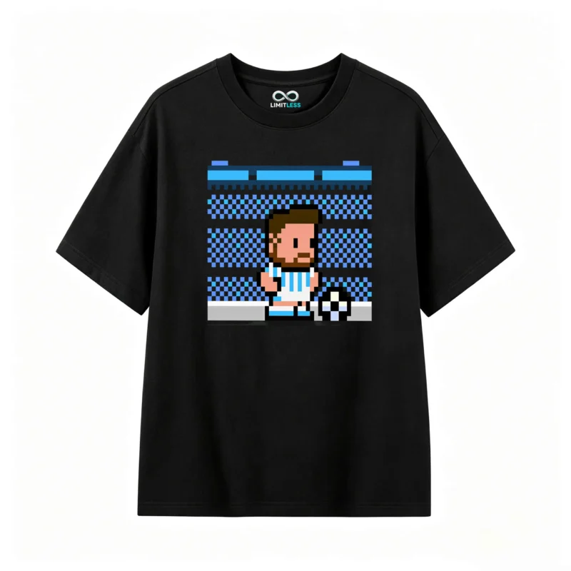 Remera Algodón Estampada Pixel Art Fútbol Argentina Casual