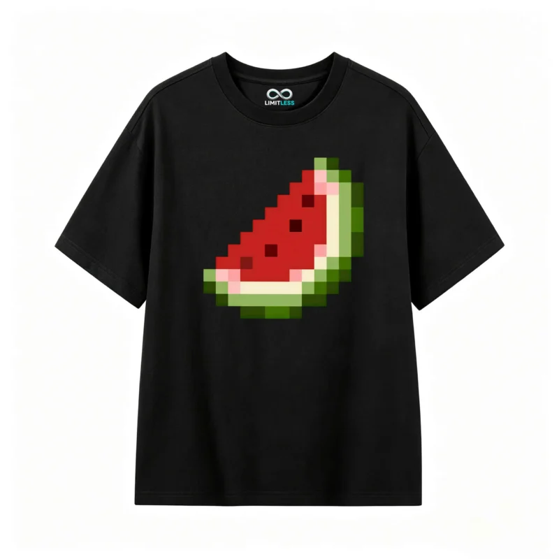 Remera Algodón Estampado Sandía Pixel Art Casual Verano