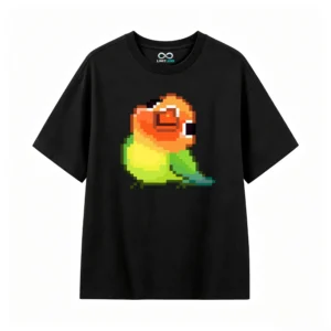 主图_1 Remera Algodón Estampado Pixel Art Loro Diseño Retro Gamer