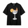 Remera Algodón Estampa Cocktail Naranja Estilo Vintage Premium
