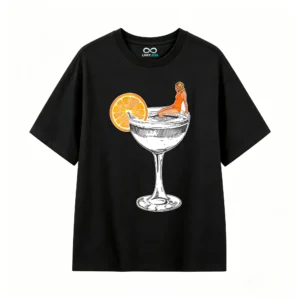 主图_1 Remera Algodón Estampa Cocktail Naranja Estilo Vintage Premium