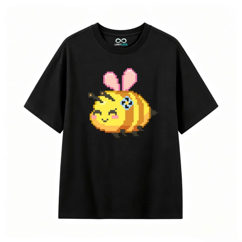 Remera Algodón Estampado Abeja Pixel Art Diseño Kawaii