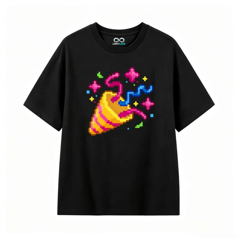 主图_1 Remera Algodón Estampado Pixel Art Fiesta Diseño Retro Top