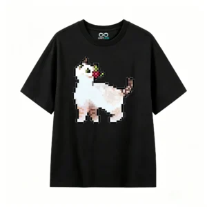 主图_1 Remera Algodón Estampado Gato Flores Premium Casual Trendy