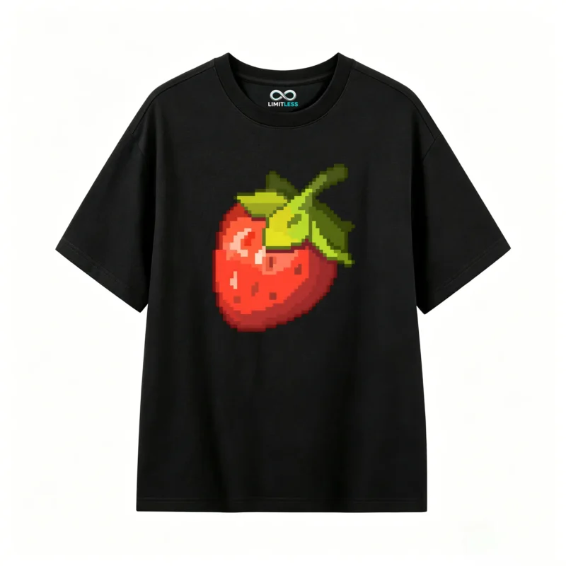 Remera Algodón Estampado Frutilla Pixel Art Diseño Gamer