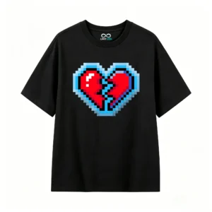 主图_1 Remera Algodón Estampado Corazón Pixel Art Diseño Gamer