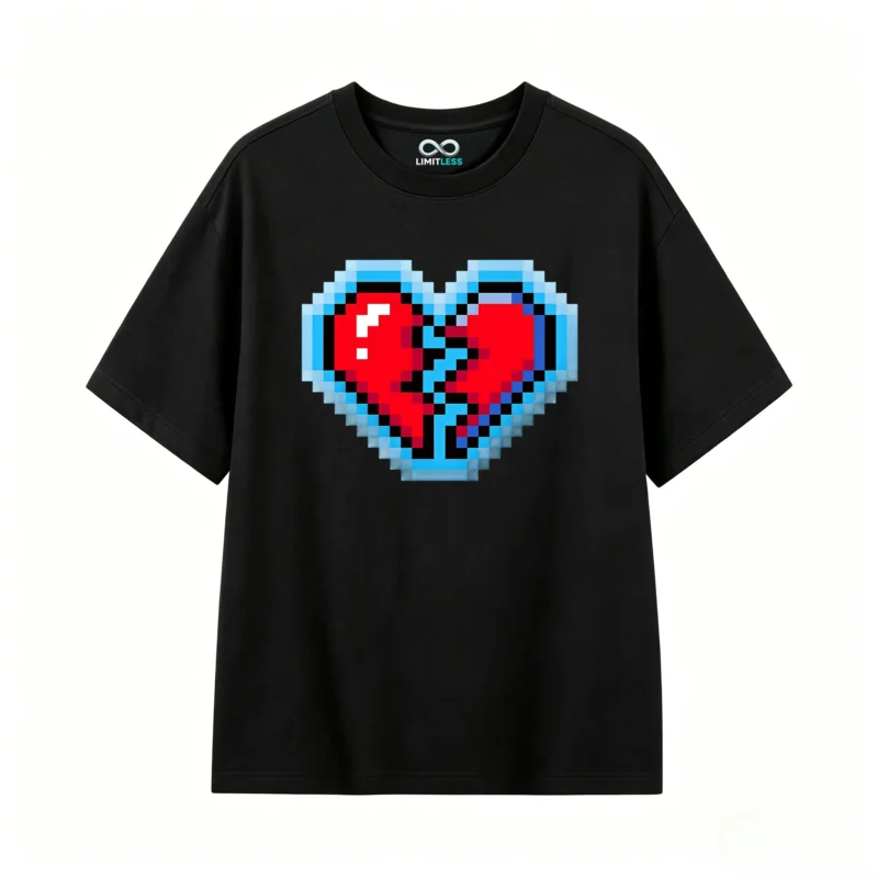 Remera Algodón Estampado Corazón Pixel Art Diseño Gamer