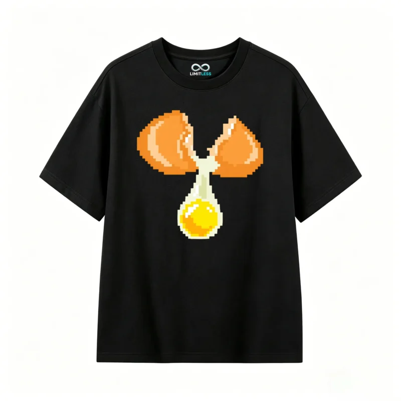 主图_1 Remera Algodón Estampado Pixel Art Huevo Diseño Minimalista