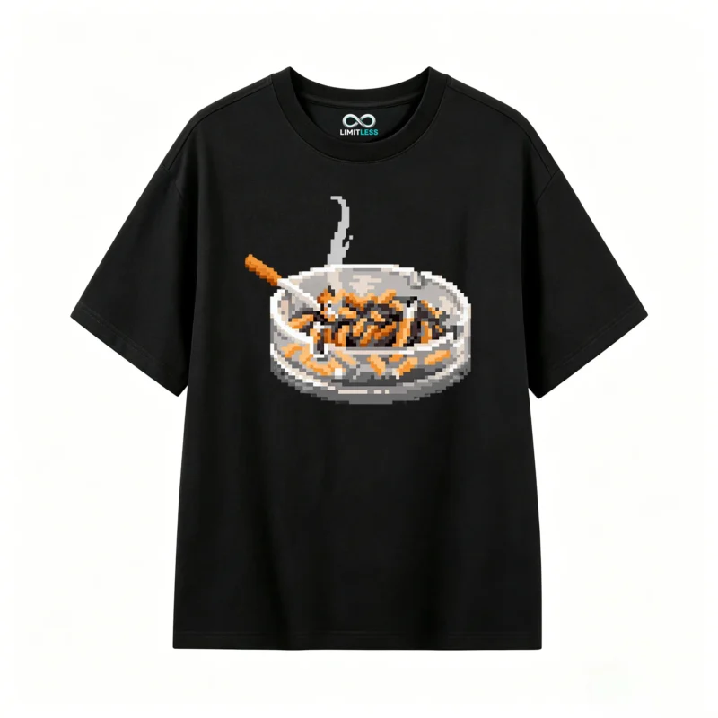 主图_1 Remera Algodón Estampado Pixel Art Diseño Cenicero Urbano