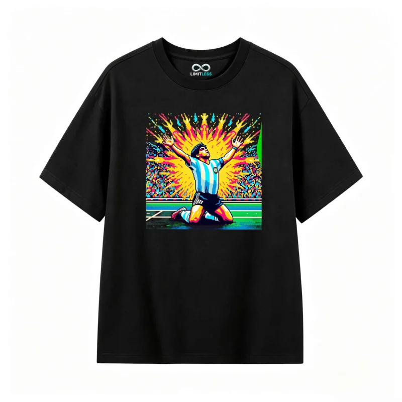 Remera Maradona Argentina Algodón Estampado Pixel Art Premium
