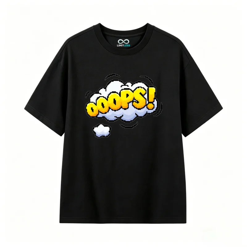 Remera Algodón Estampado Ooops Pixel Art Diseño Urbano Premium