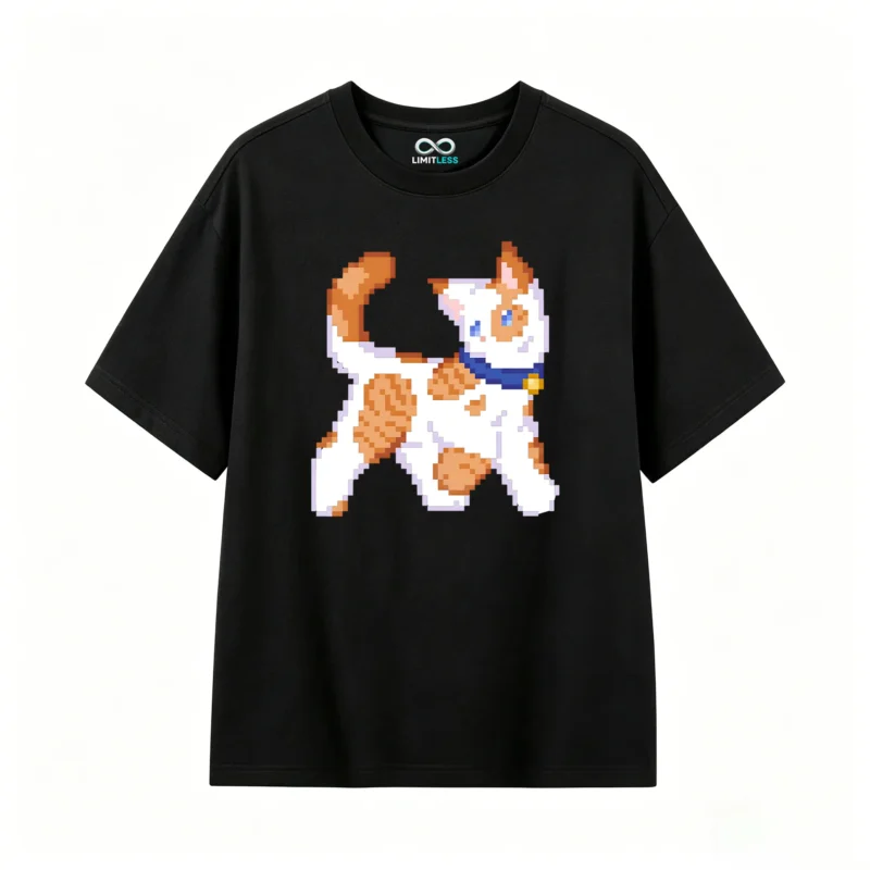 Remera Algodón Pixel Art Fox Diseño Gaming Oversize Premium