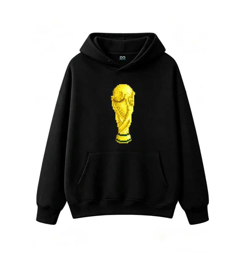 主图_1 Buzo con Capucha Algodón Copa Mundial Pixel Art Diseño Futbol Premium