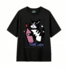 Remera Algodón Estampada Gato Con Vino Diseño Minimalista
