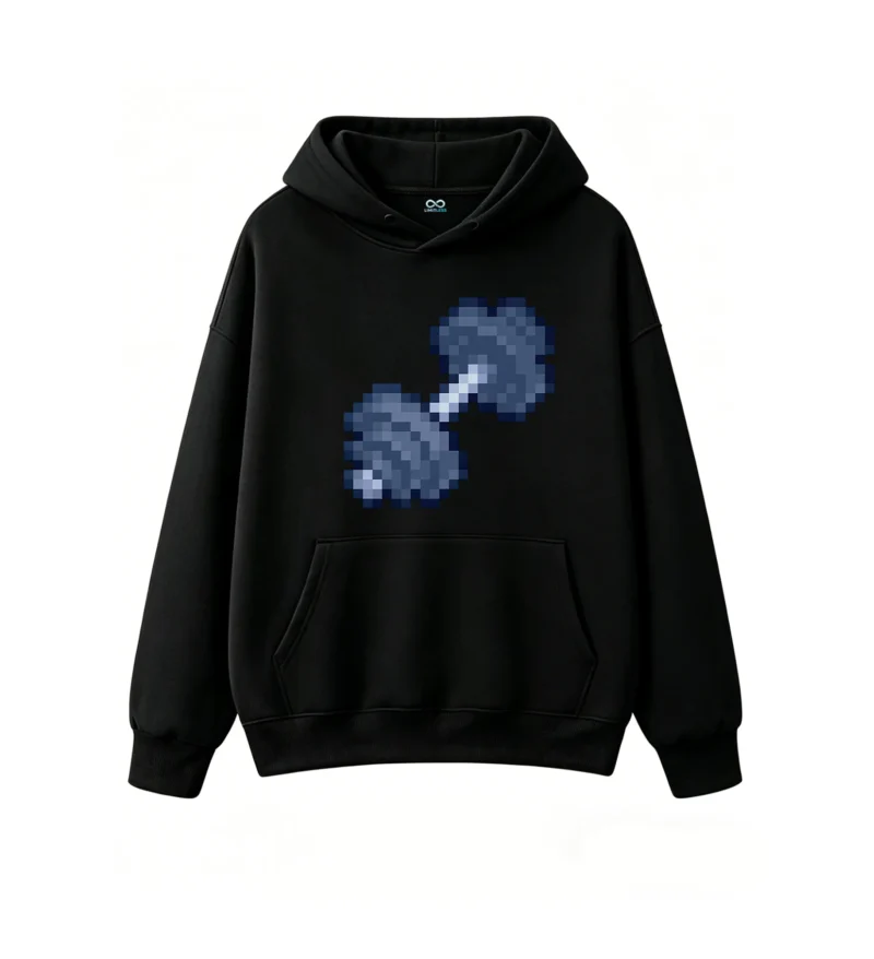Buzo con Capucha Pixel Art Fitness Estampado Gamer Entrenamiento Gym