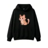 主图_1 Buzo con Capucha Algodón Estampado Gato Pixel Art Diseño Kawaii Viral