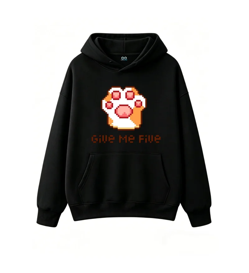 主图_1 Buzo con Capucha Algodón Estampada Pixel Art Give Me Five Casual