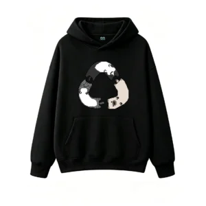 主图_1 Buzo con Capucha Algodón Estampado Gatos Pixel Art Casual Premium