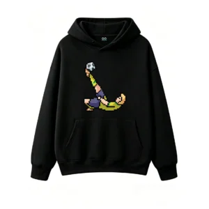 主图_1 Buzo con Capucha Algodón Estampado Pixel Art Fútbol Retro Calidad
