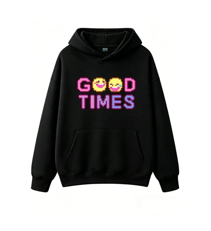 主图_1 Buzo con Capucha Algodón Estampada Good Times Pixel Art Urbano Casual