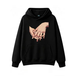 主图_1 Buzo con Capucha Algodón Estampado Pixel Art Manos Diseño Urbano Premium