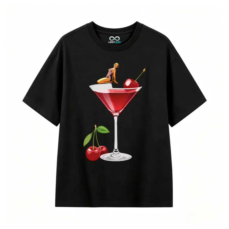 Remera Algodón Estampado Pin Up Cóctel Verano Casual Premium