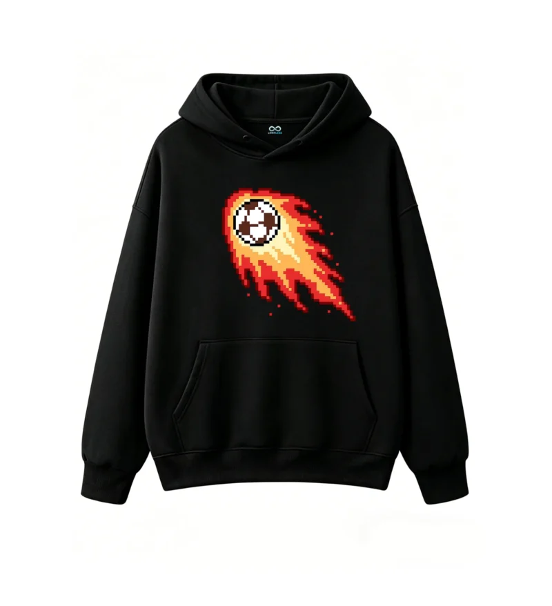 主图_1 Buzo con Capucha Algodón Estampado Pixel Art Cometa Fuego Gamer Premium