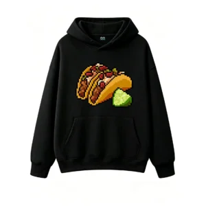 主图_1 Buzo con Capucha Algodón Estampado Tacos Pixel Art Diseño Original Trendy