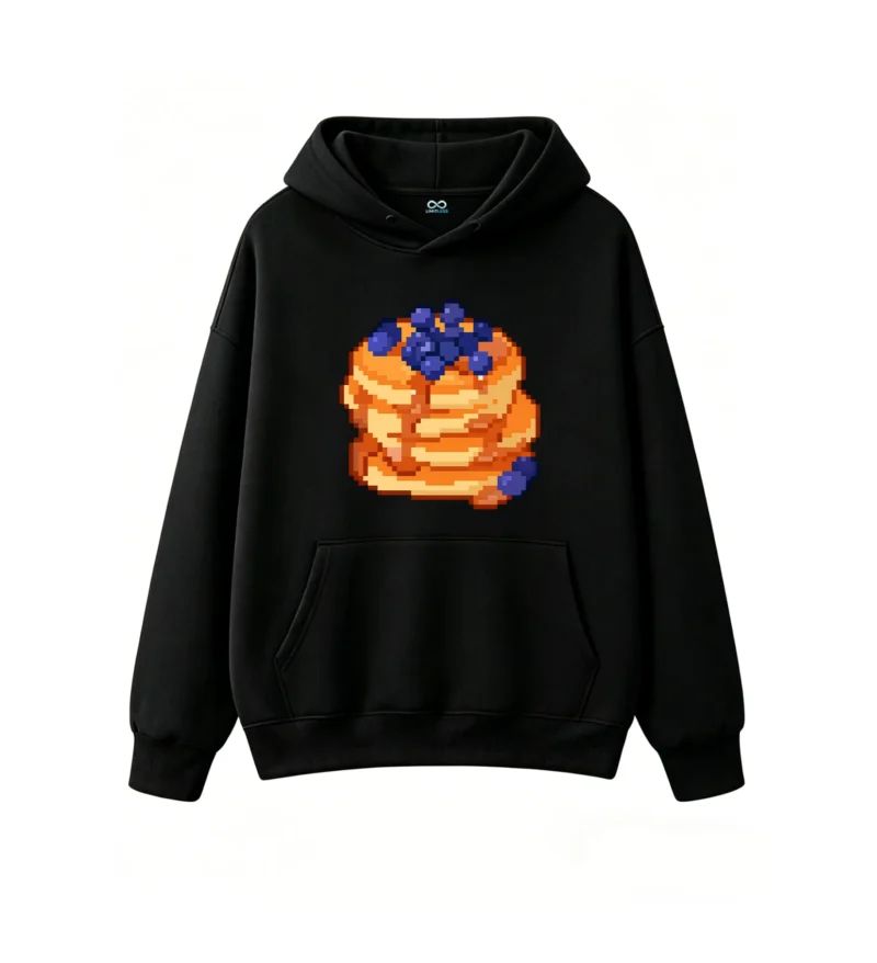 Buzo con Capucha Algodón Pancakes Arándanos Pixel Art Estampada Cool