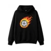 主图_1 Buzo con Capucha Algodón Estampa Pelota Pixel Art Diseño Fuego Gamer